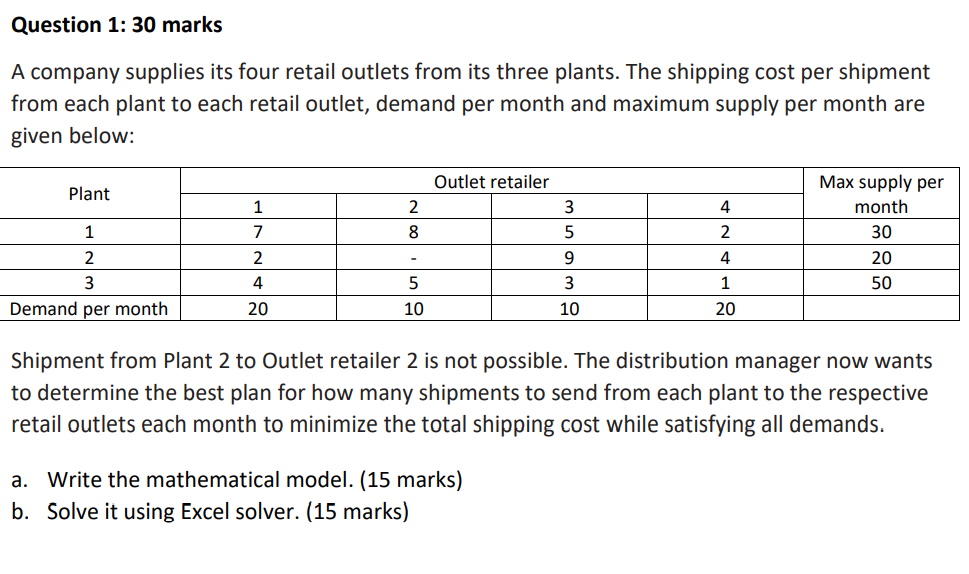 Instruction: To write a mathematical model, you