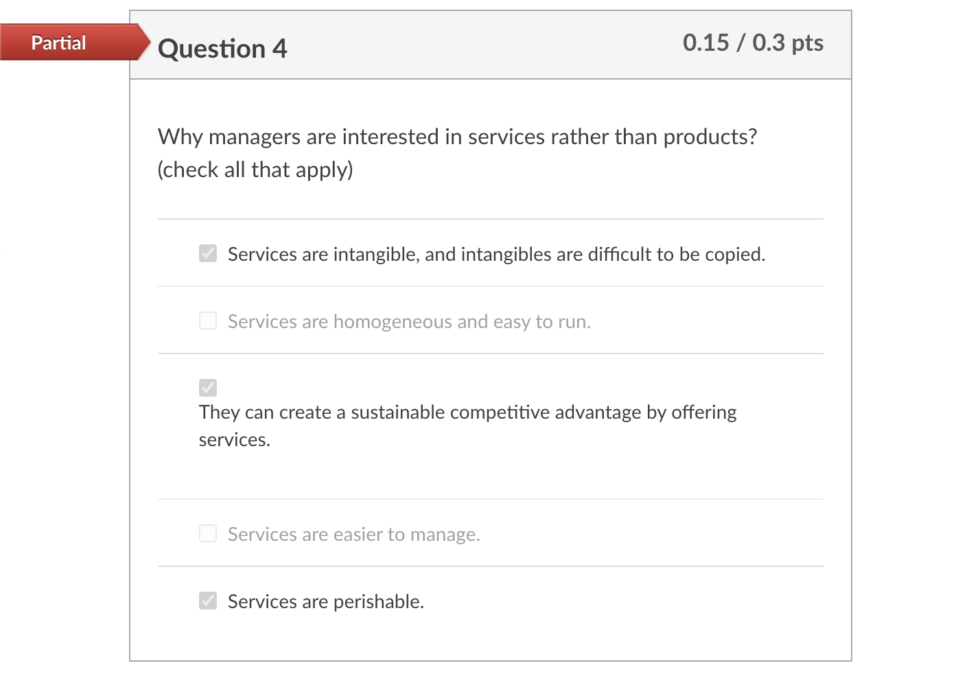 Partial Question 4 0.15 / 0.3 pts Why managers