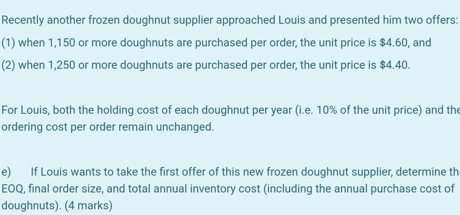 Question 3 - about EOQ and price break (Total 20