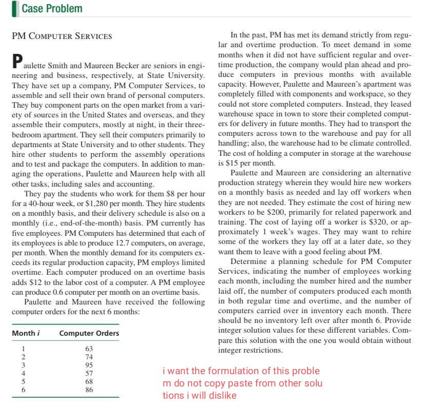 Case Problem PM COMPUTER SERVICES Paulette Smith