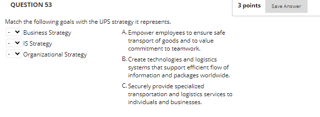 QUESTION 53 3 points Save Answer Match the