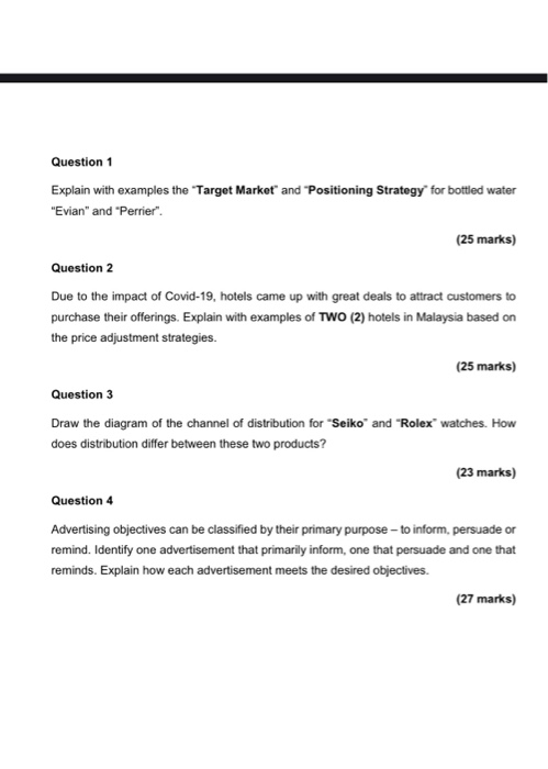Question 1 Explain with examples the Target