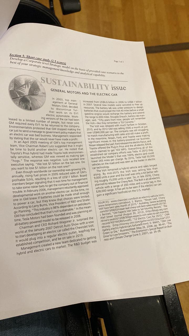 Section 5: Short case study (2.5 scores) Develop