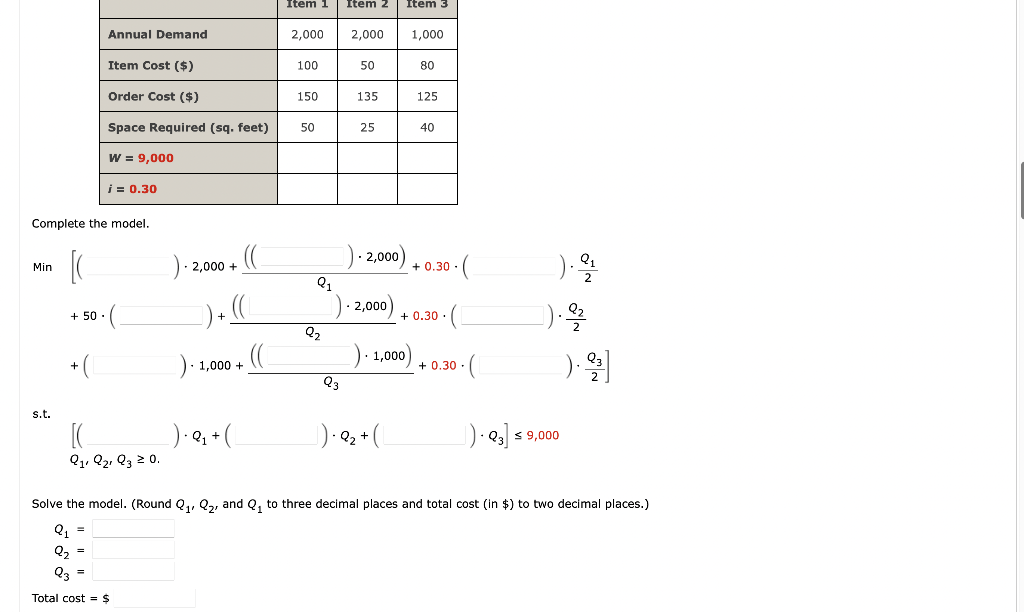 The economic order quantity (EOQ) model is a