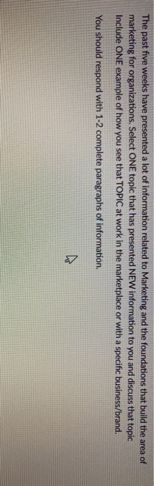 select any topic The past five weeks have