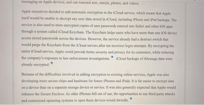 Group Post-class Memo #2 Regarding the Apple