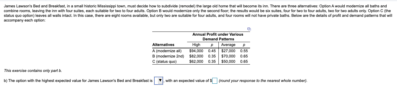 James Lawson's Bed and Breakfast, in a small