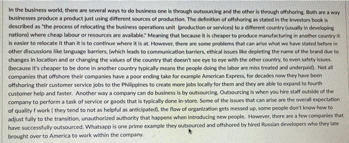 peer review responses 150 words In the business