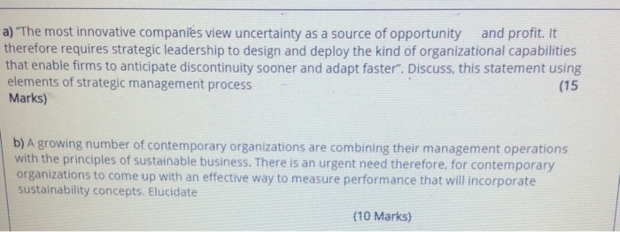 a) "The most innovative companies view