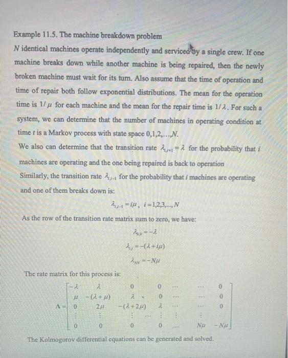 9. In Example 11.5 set up the Forward Equations