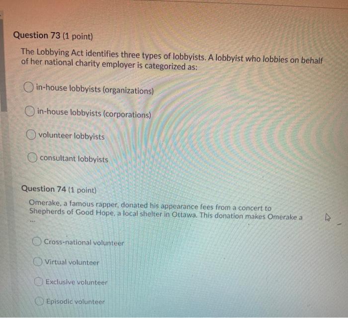 Question 71 (1 point) IWin is an Ottawa Based