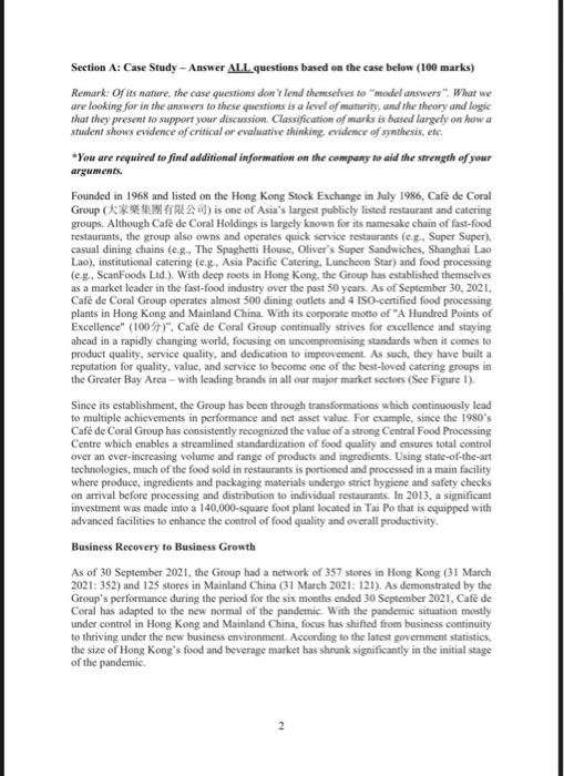 Section A: Case Study - Answer ALL questions