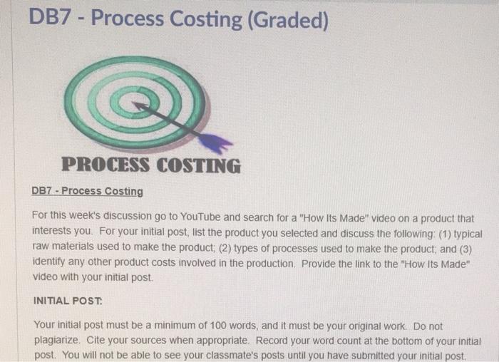 DBZ - Process Costing (Graded) PROCESS COSTING