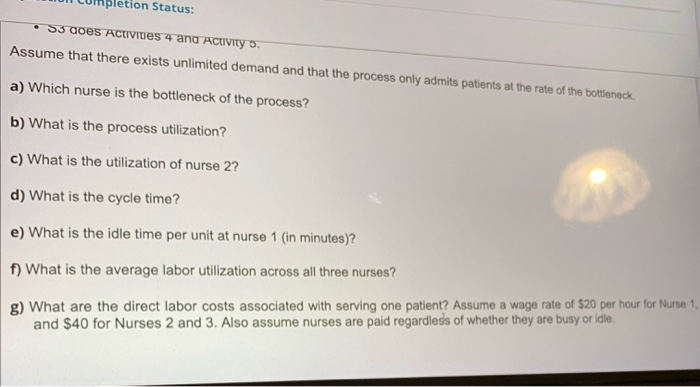 cuvides for each activity is shown in