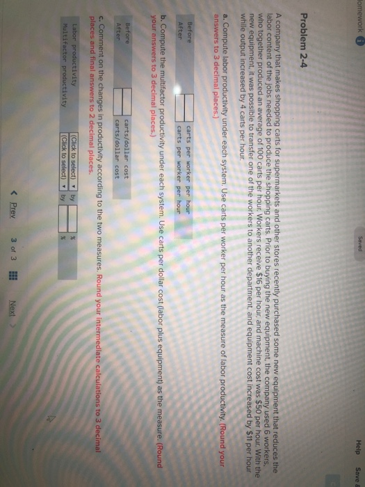 Homework Save Help Save & Problem 2-4 A company