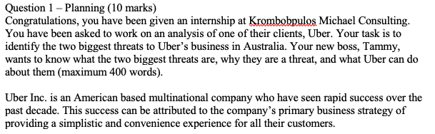 Question 1 Planning (10 marks) Congratulations,