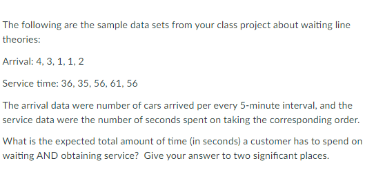 The following are the sample data sets from your
