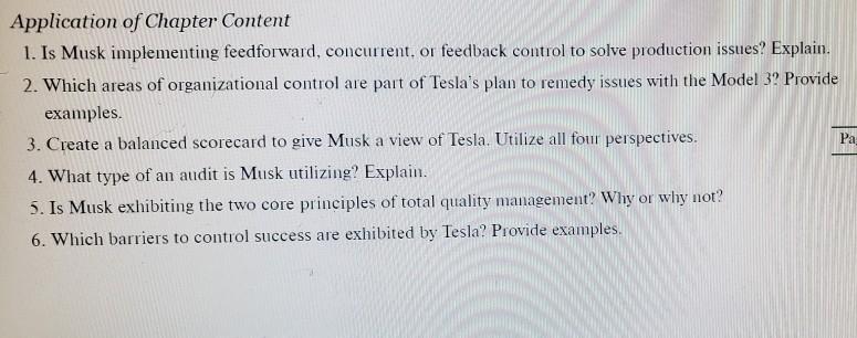 Application of Chapter Content 1. Is Musk