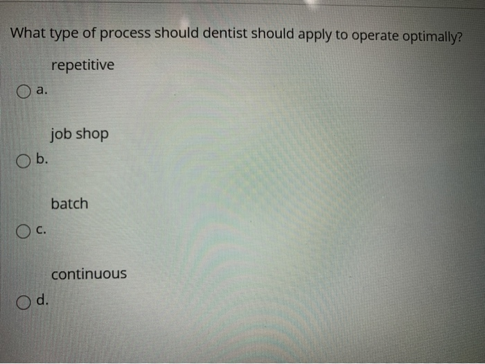 Question 11 Example of quality based operations