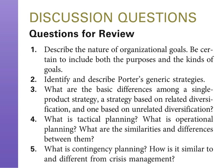DISCUSSION QUESTIONS Questions for Review 1.