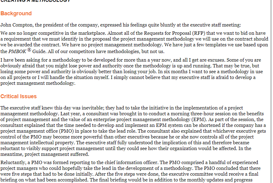Assignment 1: Creating a Methodology Due Week 2