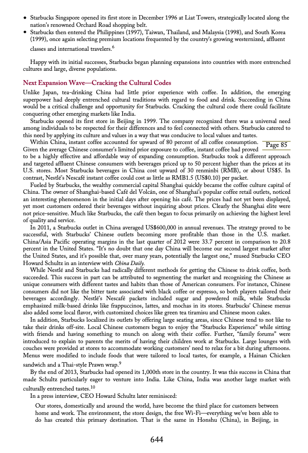 Based on the chapter 7. INTERNATIONAL STRATEGY: