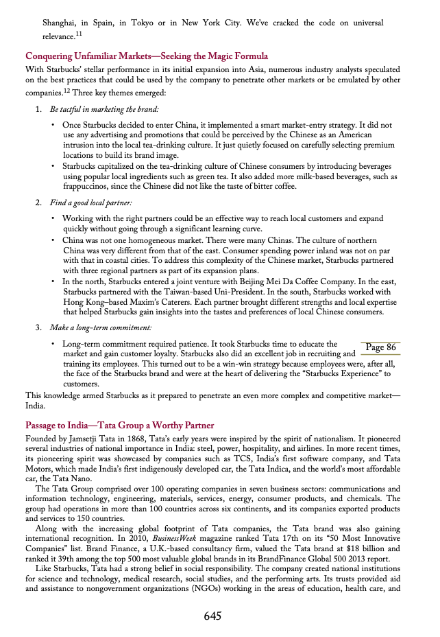 Based on the chapter 7. INTERNATIONAL STRATEGY: