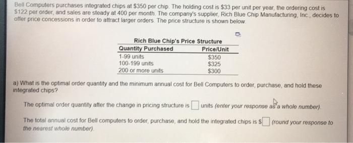 Bell Computers purchases integrated chips at $350