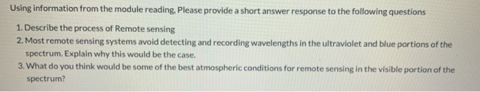 Using information from the module reading, Please