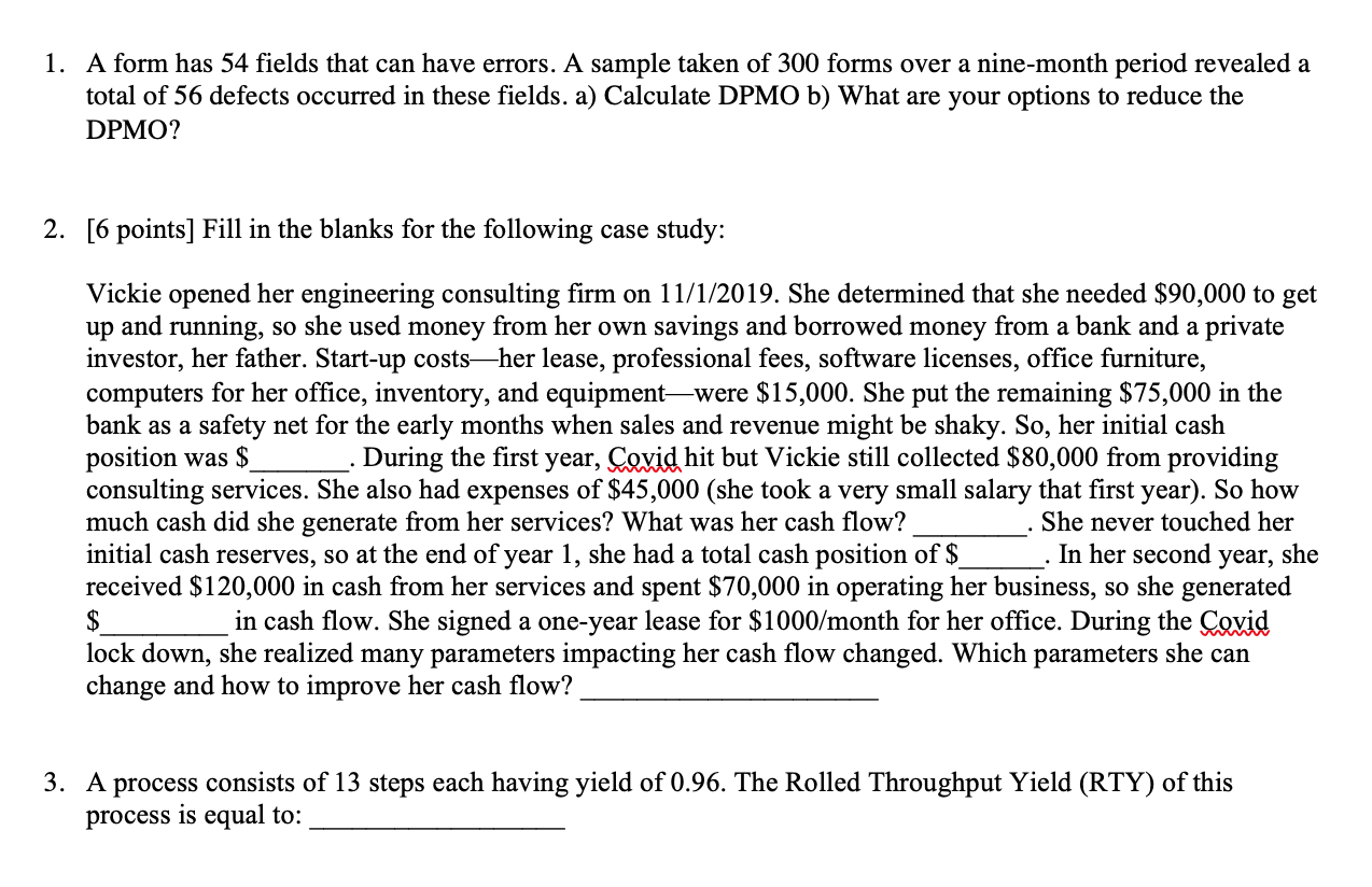 1. A form has 54 fields that can have errors. A