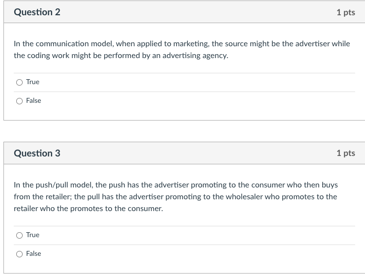 Question 2 1 pts In the communication model, when