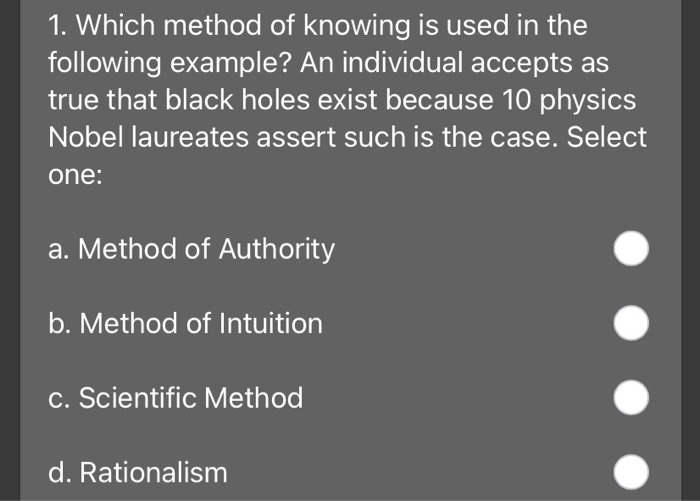 1. Which method of knowing is used in the