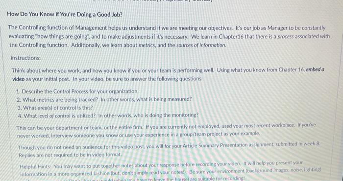 How Do You Know If You're Doing a Good Job? The