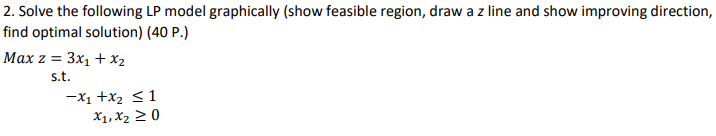 2. Solve the following LP model graphically (show