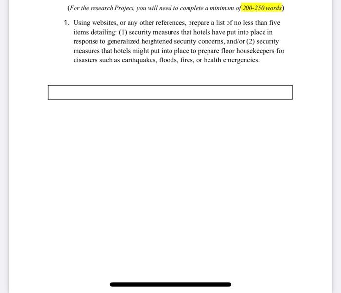 (For the research Project, you will need to