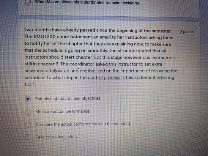 When Mazen allows his subordinates to make