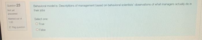 management information systems Question 23 Not
