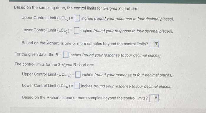 Based on the sampling done, the control limits