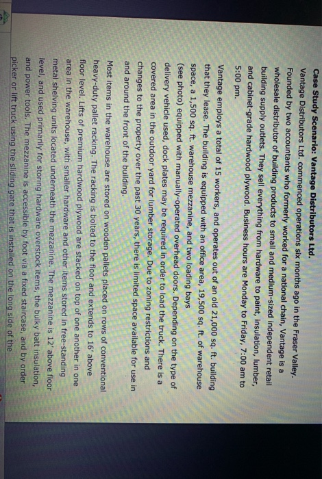Case Study Scenario: Vantage Distributors Ltd.
