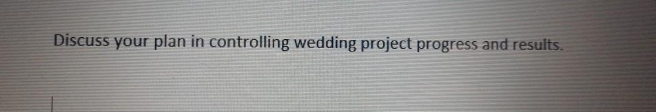 Discuss your plan in controlling wedding project