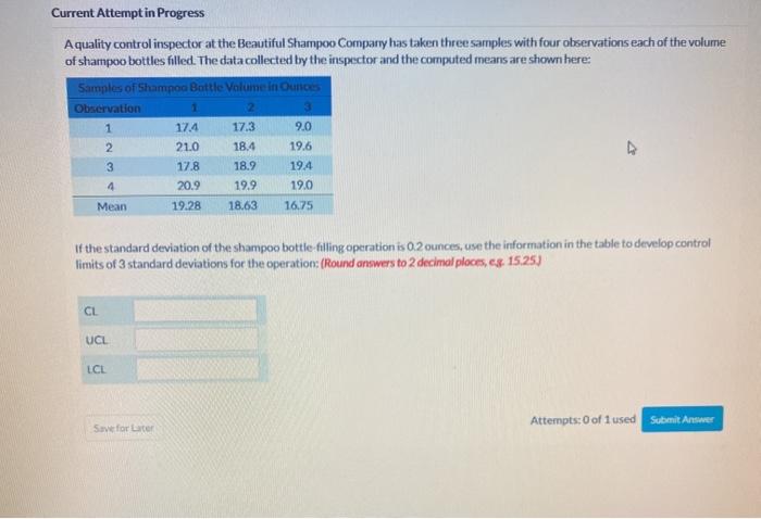 Current Attempt in Progress A quality control