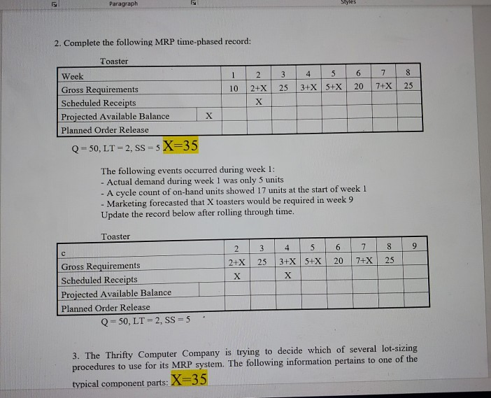 do not look at number 3 Paragraph 2. Complete the