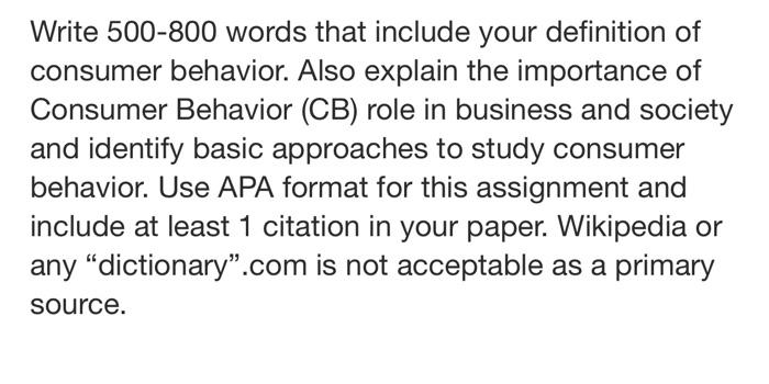 Write 500-800 words that include your definition