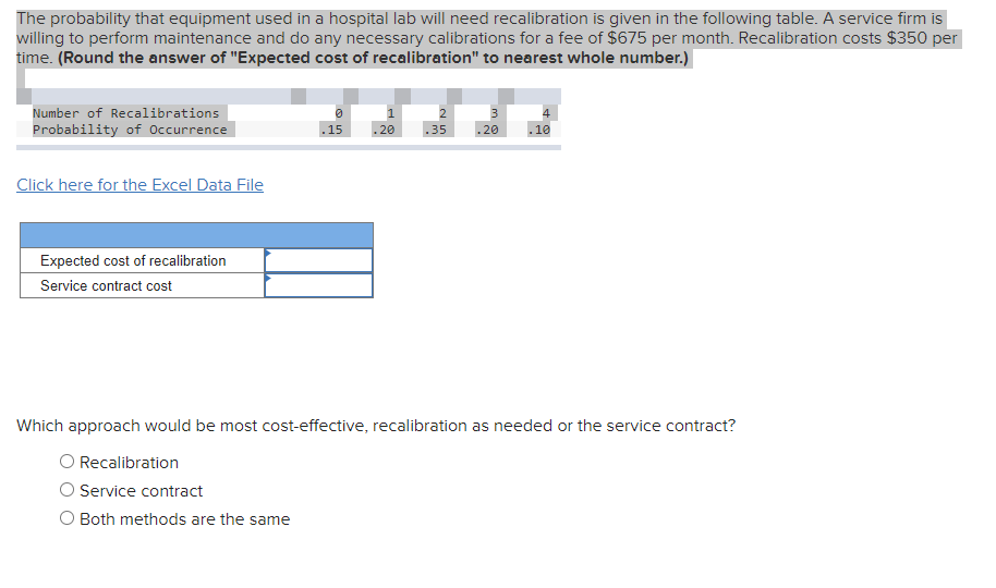 The probability that equipment used in a hospital