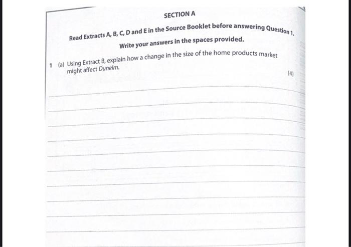 Sources for use with Section A Extract Dunelm: