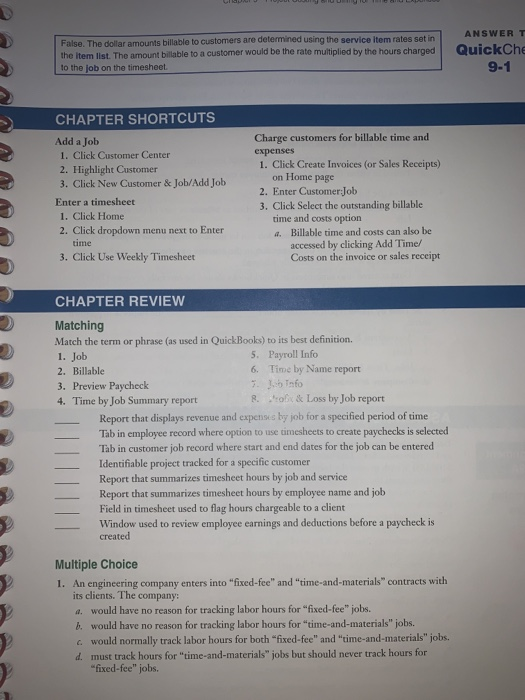 Chapter 9 Project Costing and Billing for time