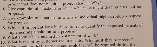 project that does not require a project charter?