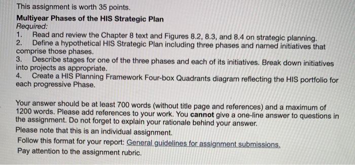 This assignment is worth 35 points. Multiyear