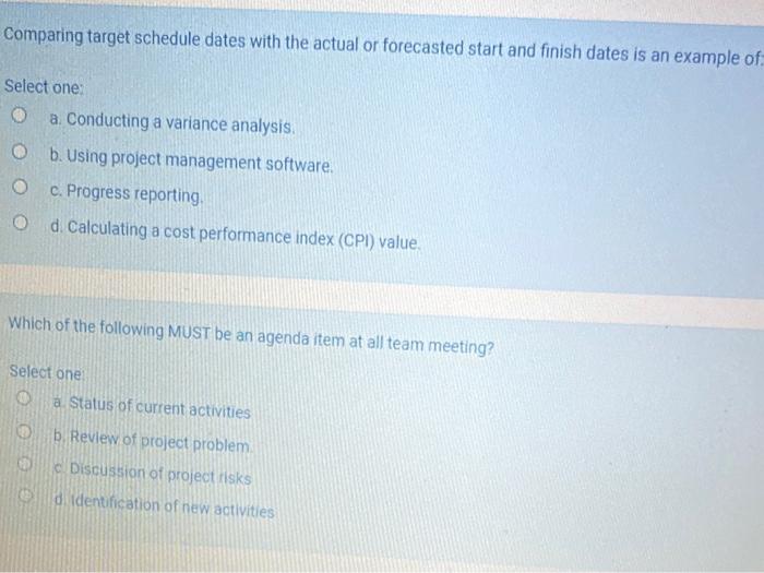 Comparing target schedule dates with the actual