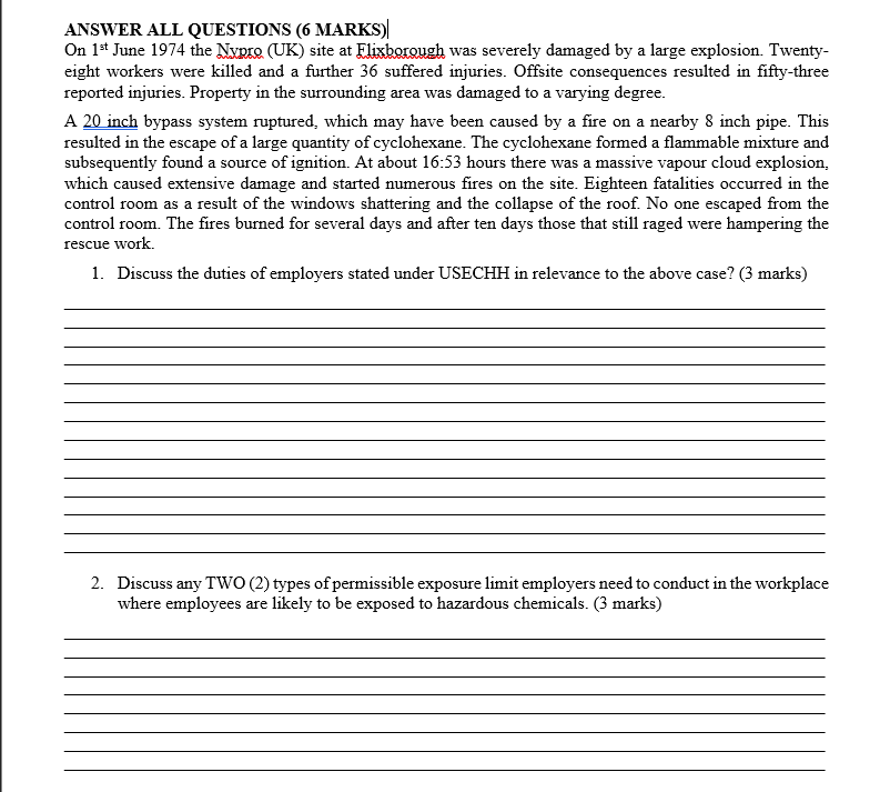 ANSWER ALL QUESTIONS (6 MARKS) On 1st June 1974